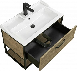 Акватон Мебель для ванной Лофт Фабрик 80 дуб кантри с раковиной Фабиа – фотография-7